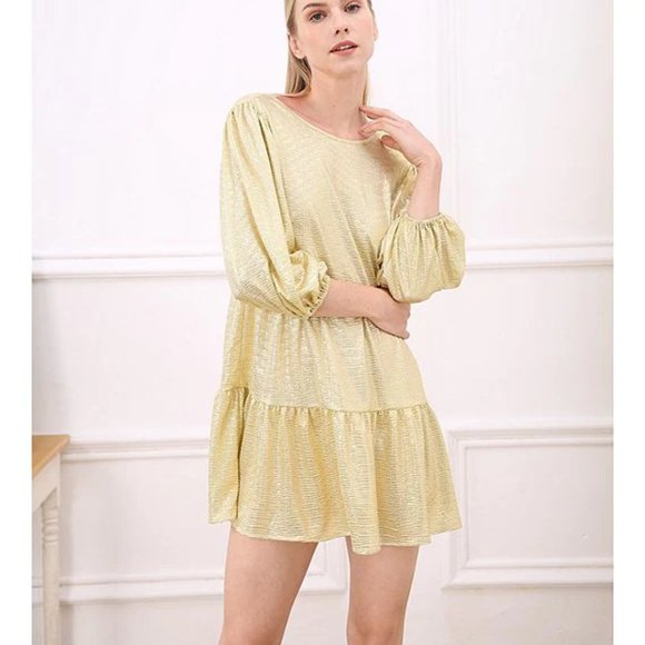 Julie Brown NYC Holiday Sparkle Allan Dress Gold Small - Picture 2 of 8